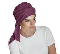 CAREBELL Turbante Oncológico Modelo Smooth para Quimioterapia y Alopecia, Tejido de Bambú, Pacientes con Pérdida de Cabello, Preformado, Cómodo y Transpirable, Color Malva