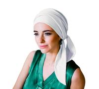 CAREBELL Turbante Oncológico/Modelo Smooth/Tejido de Bambu/Apto Pieles Sensibles/Preformado/Quimioterapia y Alopecia/Cómodo y Transpirable/Marfil