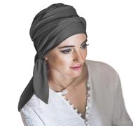 CAREBELL Turbante Oncológico/Modelo Smooth/Tejido de Bambú/Preformado/para Pacientes con Pérdida de Cabello/Alopecia y Quimioterapia/Cómodo y Básico/Gris Noche