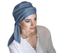 CAREBELL Turbante Oncológico/Modelo Smooth/Tejido de Bambú/Quimioterapia y Alopecia/Pérdida de Cabello/Apto para Pieles Sensibles/Azulon