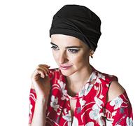 CAREBELL Turbante oncológico/Quimioterapia y Alopecia/Modelo MAR/Tejido Bambú Organico/Varias Tonalidades/Básico y Cómodo/Pacientes con Pérdida de Cabello/NEGRO 69