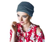 CAREBELL Turbante oncológico/Quimioterapia y Radioterapia/Modelo MAR/Varias Tonalidades/Tejido de Bambú/Cómodo y Transpirable Headwear/Acero 7A