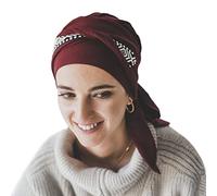 CAREBELL Turbante oncológico Smooth Ikat Burdeos de Bambú para la pérdida de Cabello Headwear