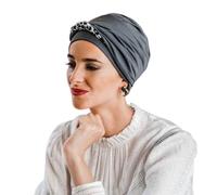 CAREBELL Turbante para Pérdida de Cabello/Modelo CONFORT/Diseño LEOPARD GREY/Ideal para Quimioterapia y Alopecia/Tejido de bambú/Hecho a Mano en España
