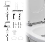 CAREDGO 2 Pcs Bisagra Asiento de Inodoro Fijación De Tapas Asiento Wc Kit de Bisagras Tapa Wc Tornillos Para Inodoro Bisagra de Repuesto Accesorios con Tornillos para Montar y Fijar la Tapa del WC