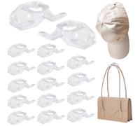 CAREDGO Colgadores de Gorras de Pared, 16 Ganchos Adhesivos para Gorras de Béisbol de Plástico Transparente Organizador de Gorras para Pared Ganchos para Colgar Gorras Sombreros