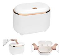 CAREDGO Mini Papelera de Mesa Papelera para Escritorio con Tapa Mini Basurero para Escritorio Moderno de Plástico Blanco Papelera Pequeña para Baño Cocina Bar Oficina Caranava, 19 x 14 x 12 cm