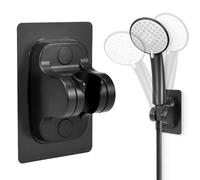 CAREDGO Soporte para Ducha Sin Taladro Soporte para Ducha Ajustable Soporte para Alcachofa de Ducha Ajustable Negro Soporte de Cabezal de Ducha sin Taladro para Alcachofa, Adhesivo a la Pared