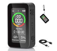 Carefor CF-9R Detector de monóxido de Carbono, Monitor de CO 3 en 1, Monitor de Calidad del Aire con alertas sonoras y visuales, Linterna, cronómetro y Sensor de Temperatura y Humedad para el hogar