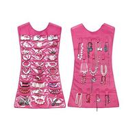 CareforYou® - Organizador colgante de vestido, organizador de joyas, aretes, joyas, organizador de exhibición, bolsa de almacenamiento, accesorios de moda de doble cara, 30 bolsillos transparentes y 14 pestañas de gancho y bucle - mismo estilo que el programa de televisión, tela, Rojo, 30 Pockets & 14 Hook