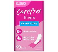 Carefree Calzones para mujer, extra largos, envueltos, sin perfume, 93 unidades | Pantiliners, Carefree Liners, forros diarios para mujeres, períodos de luz y fugas, control de olores de 8 horas | 93