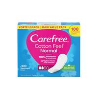 Carefree Compresa de algodón con aroma a aloe vera, 100% transpirables para una sensación de frescura duradera, tamaño normal, 100 unidades
