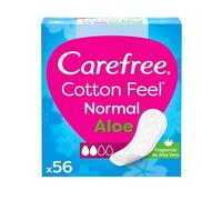 Carefree Cotton Feel Normal Fragancia de Aloe Protegeslips (56 unidades), protege slips absorbentes y transpirables con aloe vera puro, para todo tipo de braguitas
