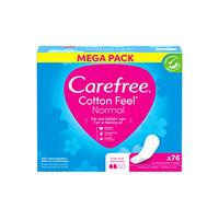 Carefree Cotton Feel Normal permeable al aire panty liner, sin perfume, grado de absorción dos, tamaño normal, paquete de 76 unidades