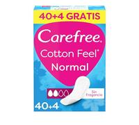 Carefree Cotton Feel Normal Sin Fragancia Protegeslips (40 + 4 unidades), protege slips de absorbencia normal y transpirables de uso diario, protege slips para todo tipo de braguitas