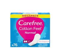 Carefree Cotton Sin Fragancia Protegeslips (76 unidades), protectores de absorbencia normal y transpirables de uso diario sin fragancia, protege slips plegados en bolsitas individuales