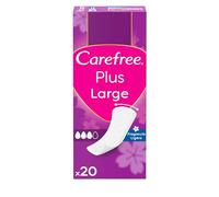 Carefree Plus Large de Fragancia Ligera Protegeslips (20 unidades), protege slips absorbentes y transpirables de uso diario, protege slips extra largos con protección contra el mal olor