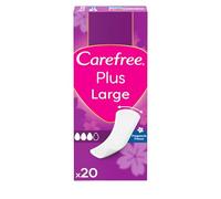 Carefree Plus Large Fragancia Fresca Protegeslips (20 unidades), protegeslips transpirables y con núcleo superabsorbente con fragancia ligera, protege slips anchos y discretos