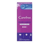 Carefree Plus Large Sin Fragancia Protegeslips (20 unidades), protegeslips transpirables y con núcleo superabsorbente sin perfumes, protege slips anchos y discretos
