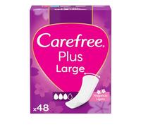 Carefree Plus Large, Sin fragancia, Protegeslips (48 unidades), protege slips absorbentes y transpirables de uso diario, extra largos con protección contra el mal olor