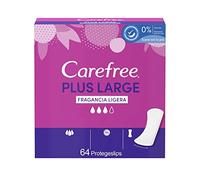 Carefree Plus Large Sin Fragancia Protegeslips (64 unidades), protegeslips transpirables y con núcleo superabsorbente sin perfumes, protege slips anchos y discretos