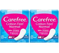 Carefree Protectores de bragas Cotton Feel Normal con aroma fresco, tamaño normal, 56 piezas (paquete de 2)