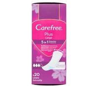 Carefree Salvaslips Plus Large sin perfume, Salva slip mujer extra ancho con protección 5 en 1 para 8 h de sensación de seco, absorbentes sin perfume ultrafinos para uso diario, 20 compresas