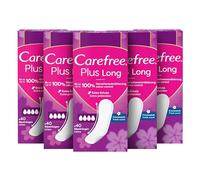 CAREFREE Slips Plus Long con aroma fresco (5 x 40 unidades), superabsorbentes para atrapar líquidos al instante, tamaño Plus Long