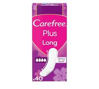 Carefree Slips Plus Long sin fragancia, 40 unidades extra largas para una protección extra y hasta un 100% neutralización de olores