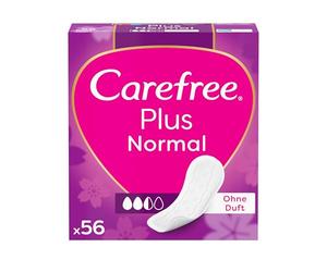 Carefree Slips Plus Normal con ligero aroma (56 unidades), superabsorbentes para atrapar líquidos al instante, tamaño normal