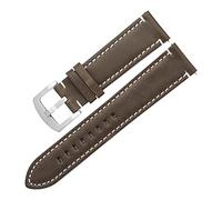 CAREG Bandas de reloj de cuero genuinas Cinturón Vintage 6 Colors 20 mm 22 mm compatible con GT3 2 Pro Gear S3 Women Men Cowhide Watch Band Strap Accessories Durable ( Color : Green-Silver , Size : 20