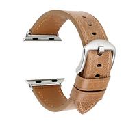 CAREG Bucle de cinturón de cuero genuino compatible con una correa de Apple Watch 44 mm 45 mm 45 mm 41 mm Series 7 6 SE 5 4 3 Hombres iWatch 7 45 mm de banda de vigilancia de 41 mm Durable(Color:Light