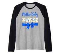 Caregivers Blue Bow Mother Baby Nurse Camiseta Manga Raglan