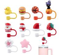 Carehabi 10 fundas para pajitas, a prueba de polvo, reutilizables, de silicona, para pajitas de 0,4 pulgadas/10 mm