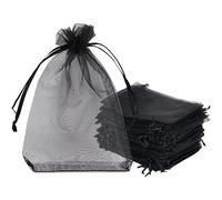 Carehabi - 100 bolsas de organza, color negro, 10 x 15 cm, bolsa de regalo de organza, bolsa de joyas, de boda, bolsas de lavanda, preferencias de boda, fiesta de festival.