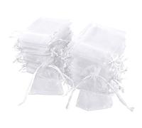 Carehabi - 100 bolsas de regalo de organza de lavanda, color blanco, 7 x 9 cm, para joyas, preferencias de boda