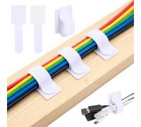 Carehabi 100 piezas de organizador de cables autoadhesivos, 30 x 90 mm para la organizador cables escritorio, bridas reutilizables con sujeción extra fuerte, cables de nailon ajustables, Blanco