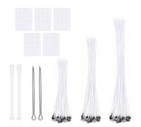 Carehabi 109 Piezas Kit de Mechas para Velas, 100 Mechas de Algodón (10/15/20 cm) con Pegatinas Mecha para Velas Soportes Metálicos y Centradores, Set de Hacer Velas para Fabricación de Velas