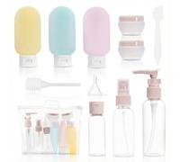 Carehabi11 piezas kit botes viaje rellenables, botellas de viaje 30/50/60/80ml, tarros de crema pequeños, botella de spray transparente, champú dispensador de bomba, accesorios para cosméticos