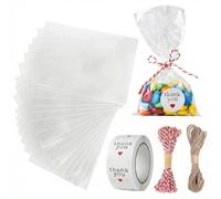 Carehabi 200PC Bolsas de Plástico de Celofán Transparente