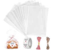 Carehabi 200PC Bolsas de plástico de celofán Transparente Bolsitas de Bolsas de plástico para Galletas Galletas Dulces Tortas de Dulces Magdalenas de Chocolate PiruletaBolsas Decoracións (15 x 20 cm)