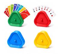 Carehabi 4 soportes para tarjetas para niños, 4 colores triangulares, tarjetero, soporte para tarjetas de juego, plástico reutilizable