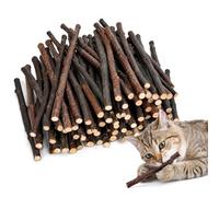 Carehabi 40 Palitos Naturales de Hierba Gatera, 13cm de Madera de Manzano, Snacks Dentales para Gatitos y Adultos, Juguetes para Salud Oral y Juego