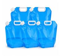 Carehabi 5 bidones de Agua Plegables de 10 litros, depósito de Agua Flexible con Tapa hermética, bidón de Agua Potable para Exteriores, Camping, preparación para emergencias y Viajes