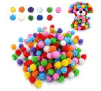 Carehabi 500 Piezas Pompones con Brillantina para Manualidades 15mm Mini Pompoms de Colores con Hilos de Oropel para Decoración DIY Pascua Navidad Artesanía