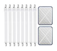 Carehabi 8 Piezas Sujetadores para Sábanas, Sujetadores de Hojas, Ajustables Elásticos Correas Cama Clips para Sábanas o Sofás, Blanco (Extender 30-120 cm)