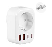 Carehabi Adaptador de Viaje Japón con 2 USB-C + 2 USB-A, Toma USA Conector Clavija de Viaje Acople Eléctrico para Estados Unidos, Canadá, México, Filipinas, Tailandia, Laos, Camboya