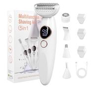 Carehabi Afeitadora íntima 5 en 1 para mujer, afeitadora eléctrica para mujer, zona íntima IPX7, resistente al agua, USB, recortadora para cara, cejas, cuerpo, zona del bikini (sin estación de carga)