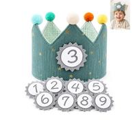 Carehabi Cappellini Compleanno Bambini Corona Compleanno Tessuto Cappello da Festa di per Bambini Corona Stoffa Compleanno Bambino con Numeri Intercambiabili da 0 a 9