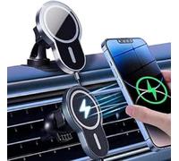 Carehabi Cargador Inalambrico Coche 15W Carga Rápida Soporte de Coche Rotación 360° Cargador Inalámbrico Magnético para Coche Apto para iPhone 15/14/13 Huawei Xiaomi